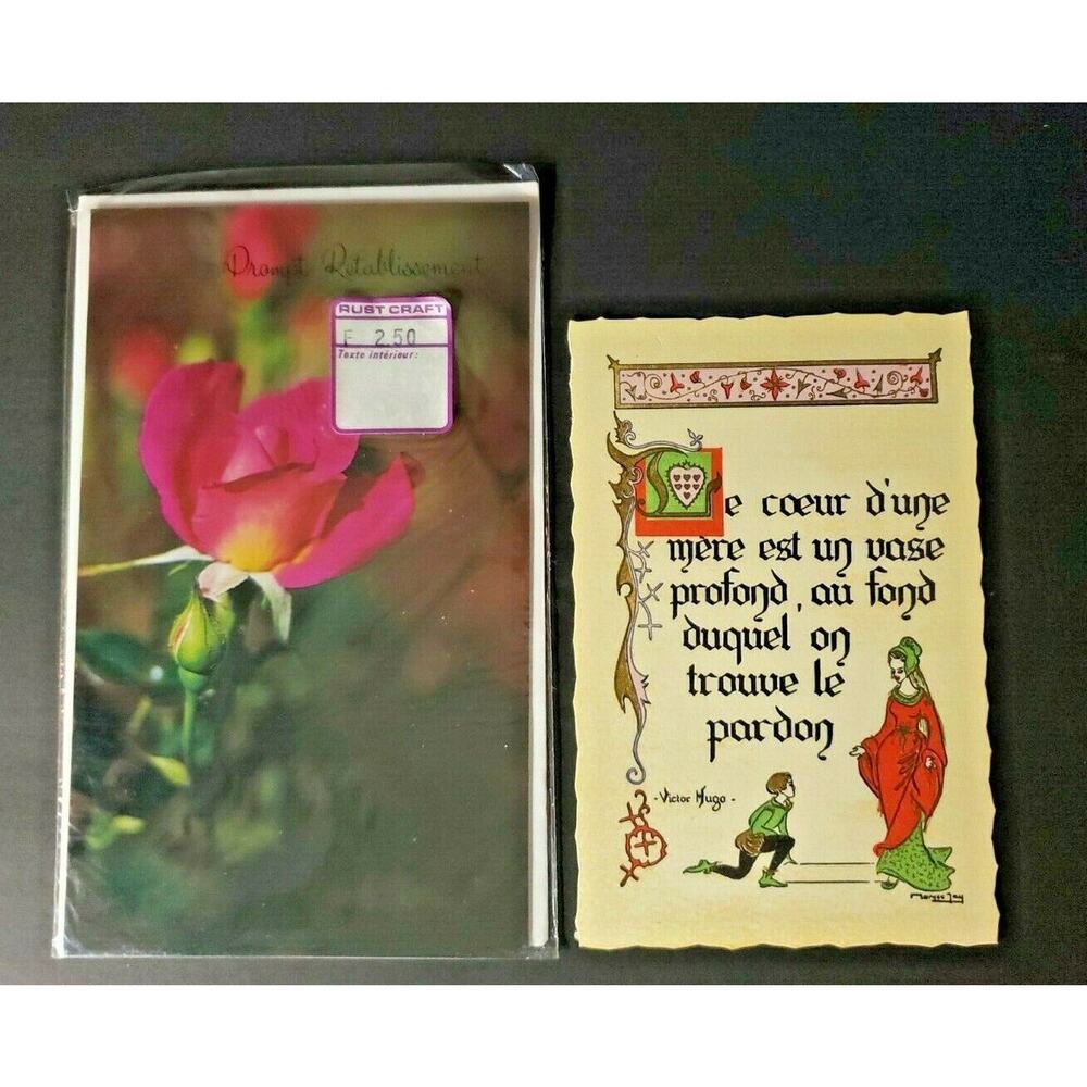 Vintage Rare French Rust Craft Card and Roussel -Victor Mugo Card‎ NOS PB7